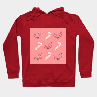 Candy canes and holly berries pink Hoodie